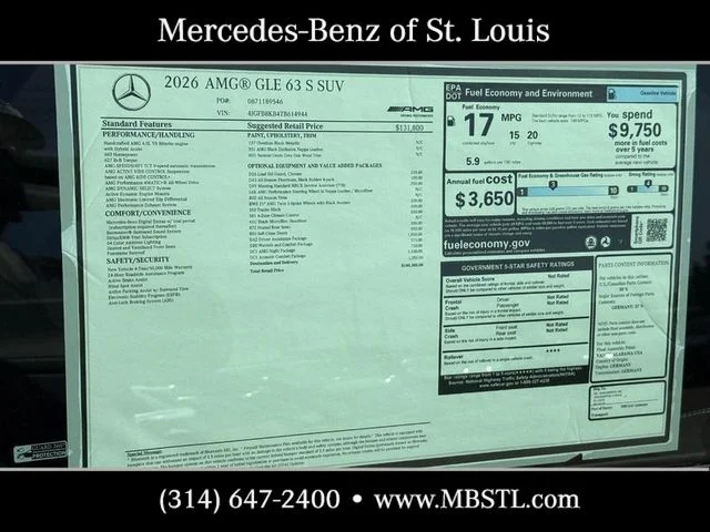 New 2026 Obsidian Black Metallic Mercedes-Benz AMG® GLE 63 S 4MATIC+ SUV image 5