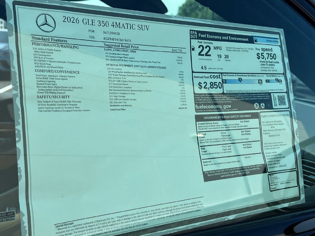 New 2026 Obsidian Black Metallic Mercedes-Benz GLE 350 image 66