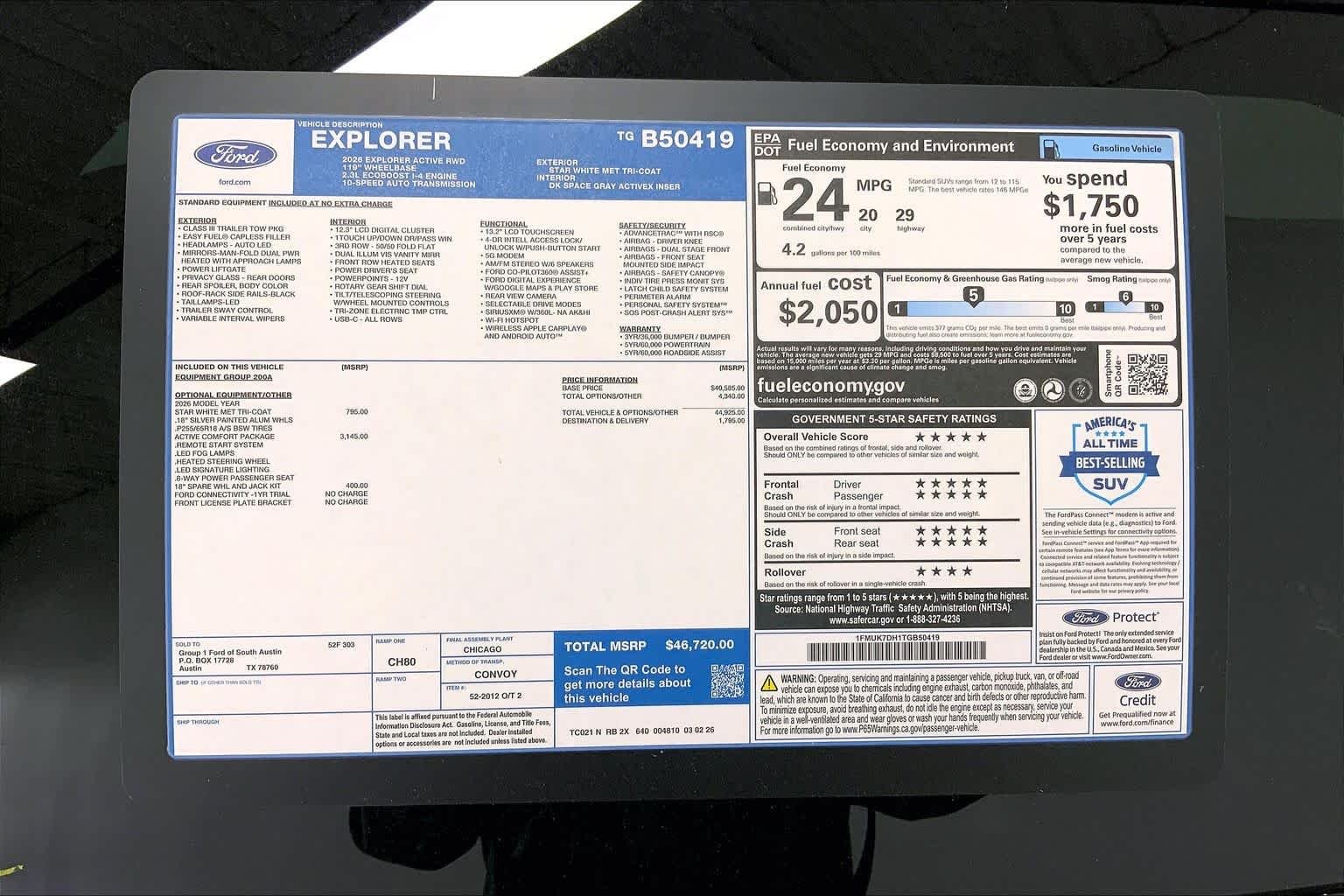 New 2026 Star White Metallic Tri-Coat Ford Active image 21