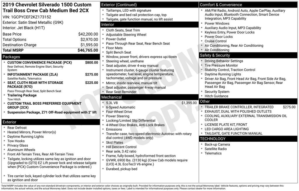 Used 2019 Gray Chevrolet Custom Trail Boss image 2