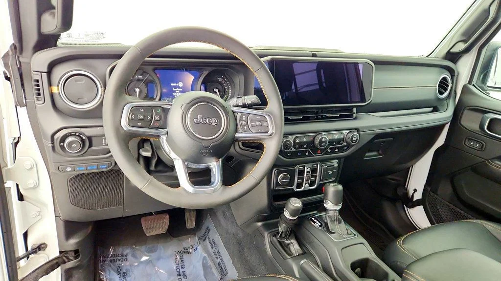 Used 2024 Bright White Clearcoat Jeep Sahara 4x4 w/ Sky One-Touch Top, Tech & Safety Pkgs image 12