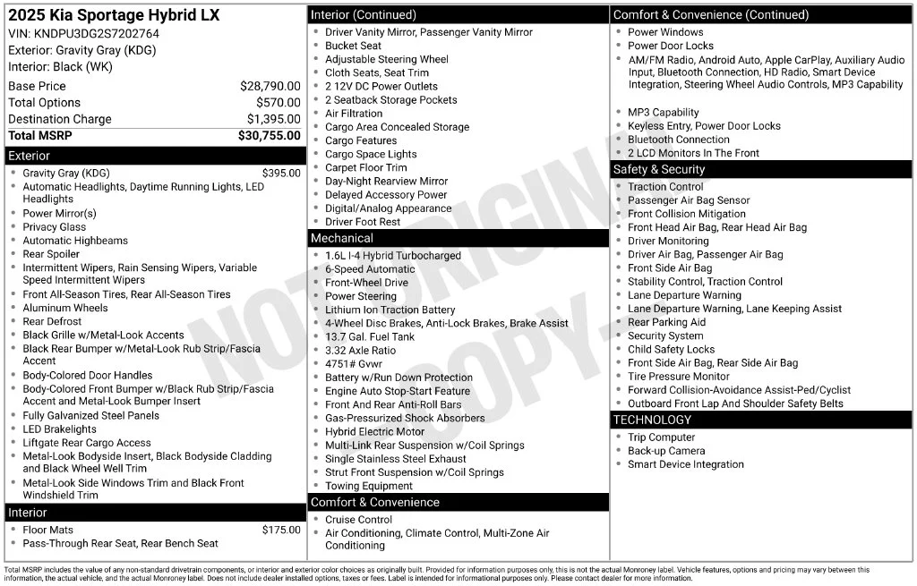 Used 2025 Gray Kia LX image 2