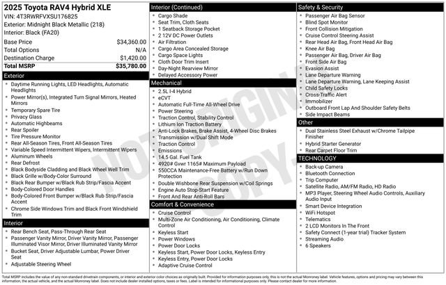 Certified Used 2025 Black Toyota XLE image 6