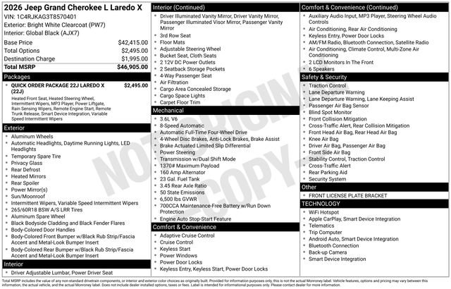 New 2026 Bright White Clear-Coat Exterior Paint Jeep Laredo image 6