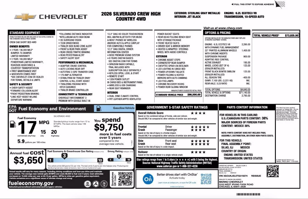 New 2026 Sterling Gray Metallic Chevrolet High Country image 2