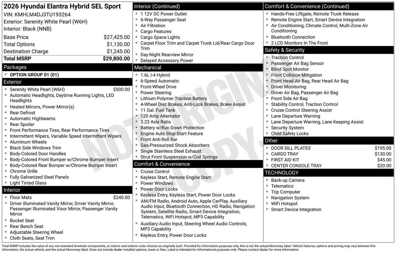 New 2026 Serenity White Hyundai SEL Sport image 4