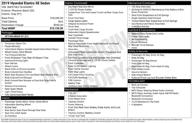 Used 2019 Phantom Black Hyundai SE image 15