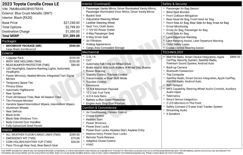 Certified Used 2023 Blue Toyota LE image 6