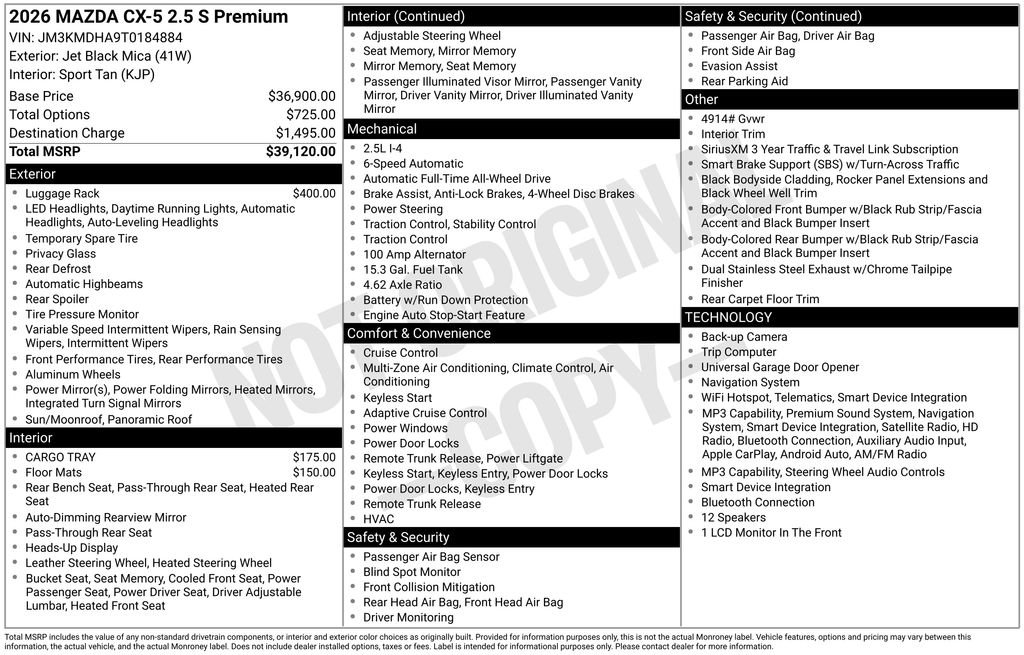 New 2026 Jet Black Mica Mazda 2.5 S Premium AWD image 4
