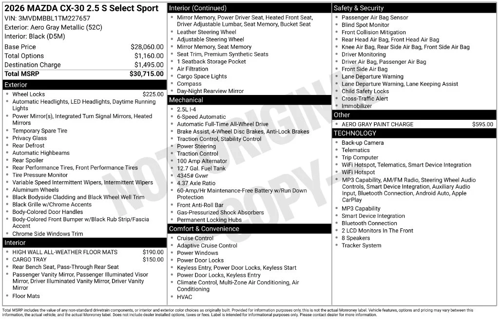 New 2026 Gray Mazda 2.5 S Select Sport image 3