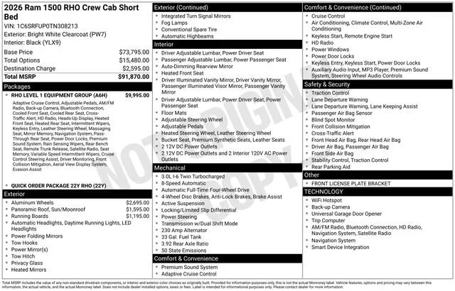 New 2026 Bright White Clear-Coat Exterior Paint RAM RHO image 39