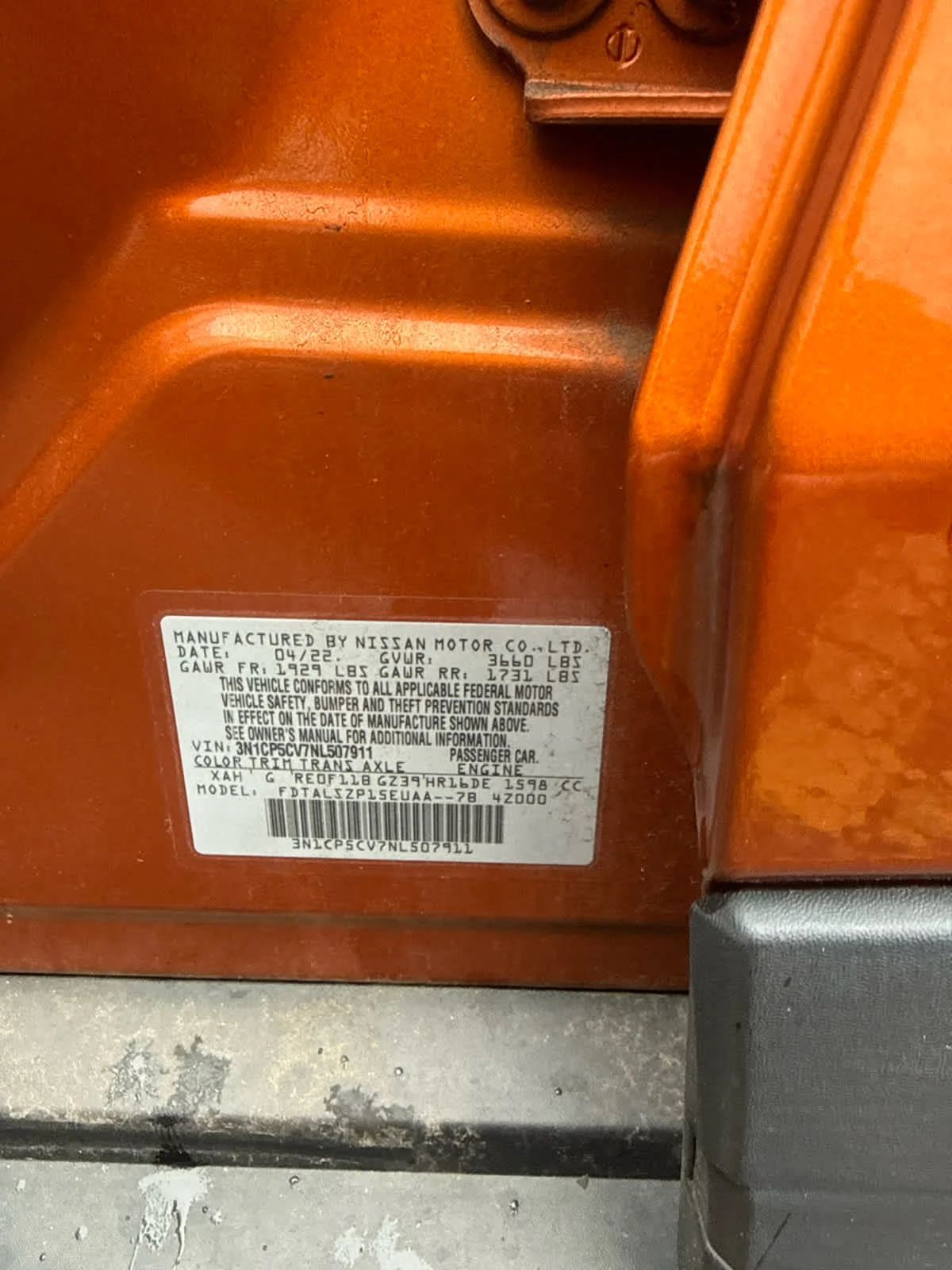 Used 2022 Monarch Orange Metallic/Super Black Nissan SV image 2