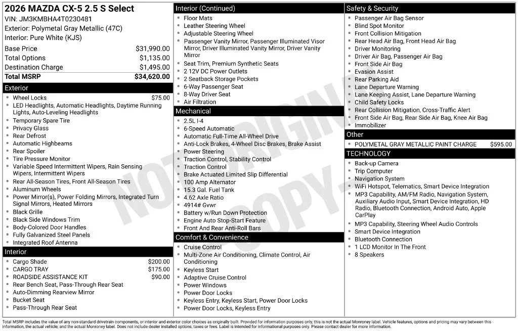 New 2026 Gray Mazda 2.5 S Select image 3