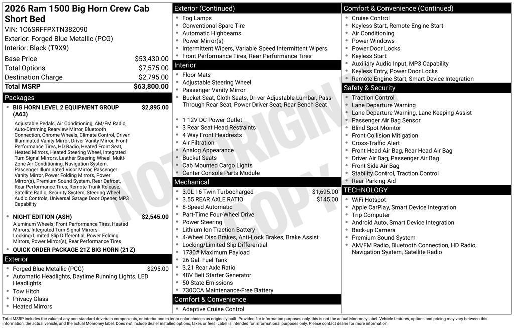2026 RAM 1500 Big Horn/Lone Star 4x4 Crew Cab 5'7's photo