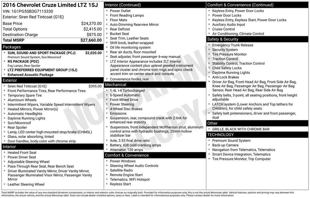 2016 Chevrolet Cruze LTZ Auto's photo