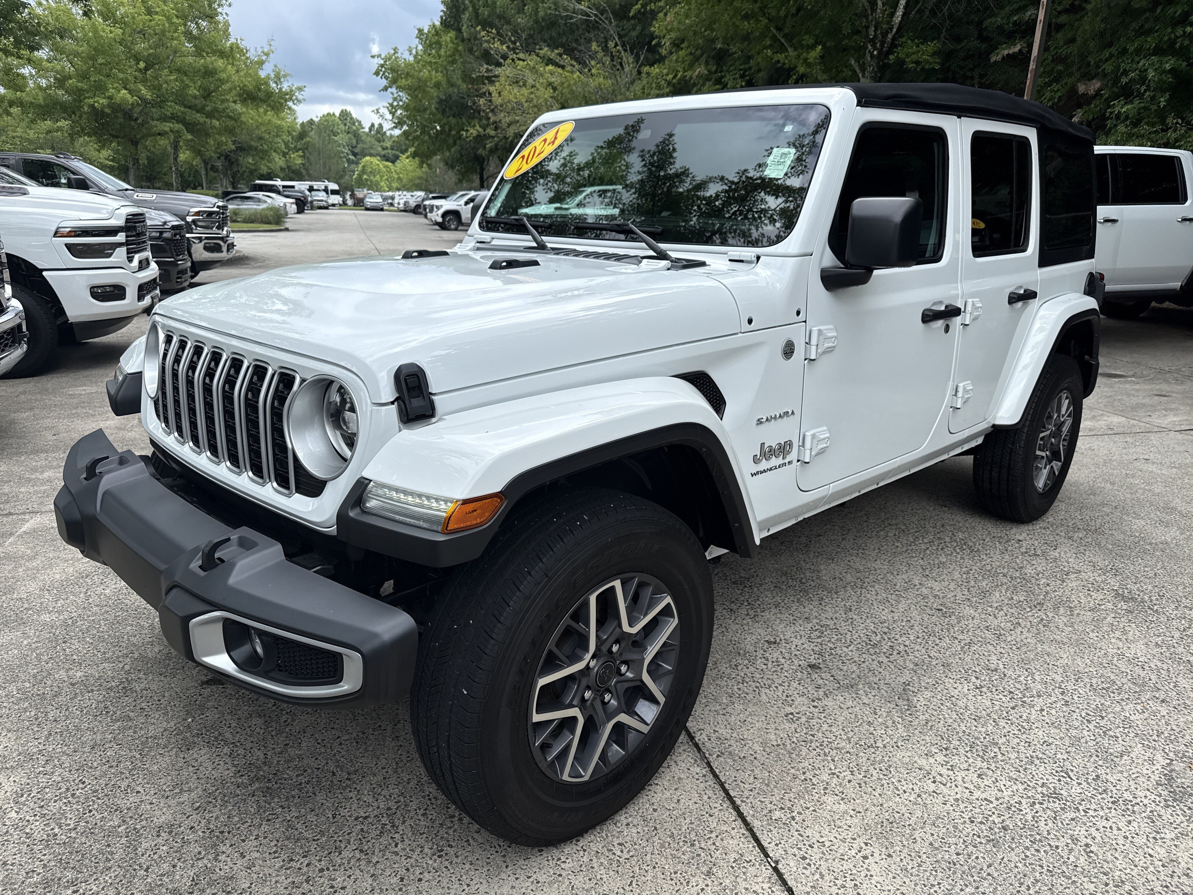 Used 2024 Bright White Clearcoat Jeep Sahara image 3