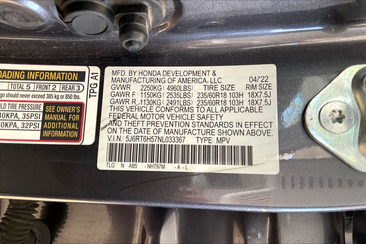Used 2022 Modern Steel Metallic Honda EX image 36