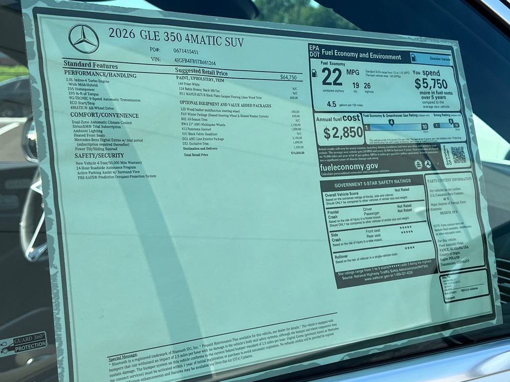 New 2026 Polar White Mercedes-Benz GLE 350 image 76