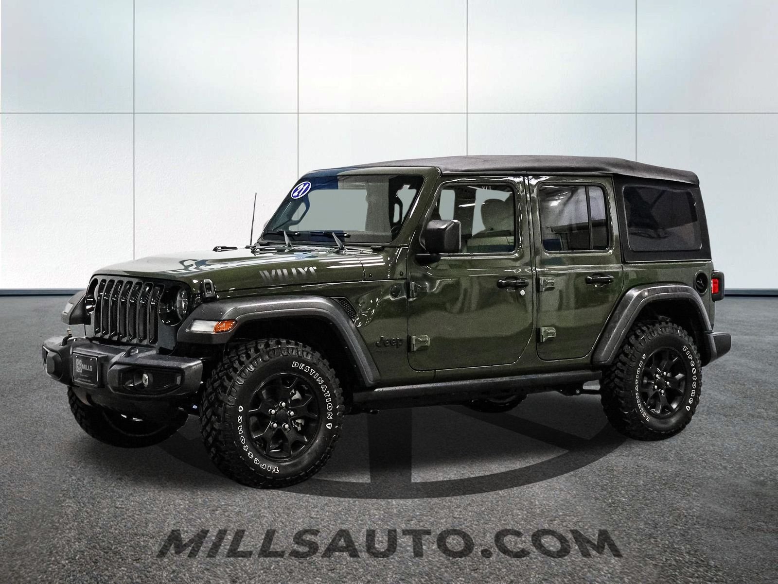 Used 2021 Jeep Wrangler Unlimited Willys with VIN 1C4HJXDNXMW736168 for sale in Baxter, Minnesota