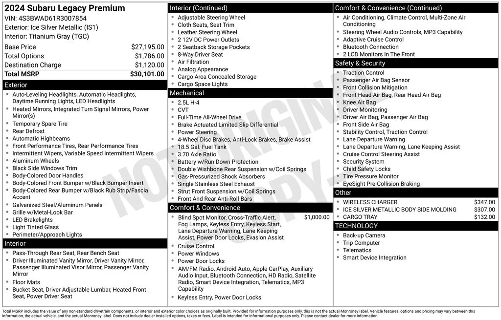 Used 2024 Silver Subaru Premium image 8