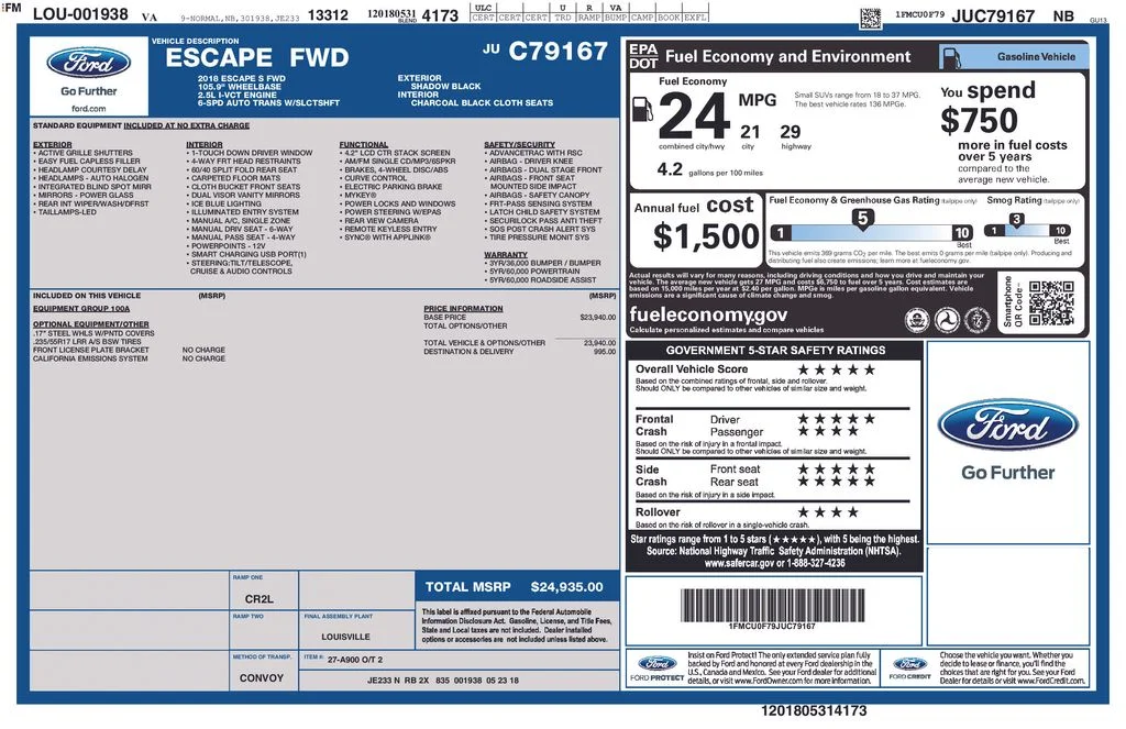 2018 Ford Escape S's photo