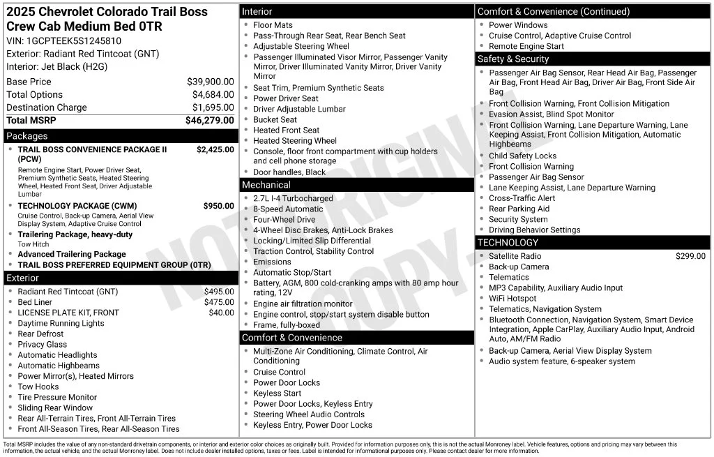 Used 2025 Red Chevrolet Trail Boss image 2