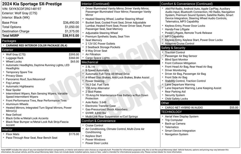Used 2024 Gray Kia SX-Prestige image 2