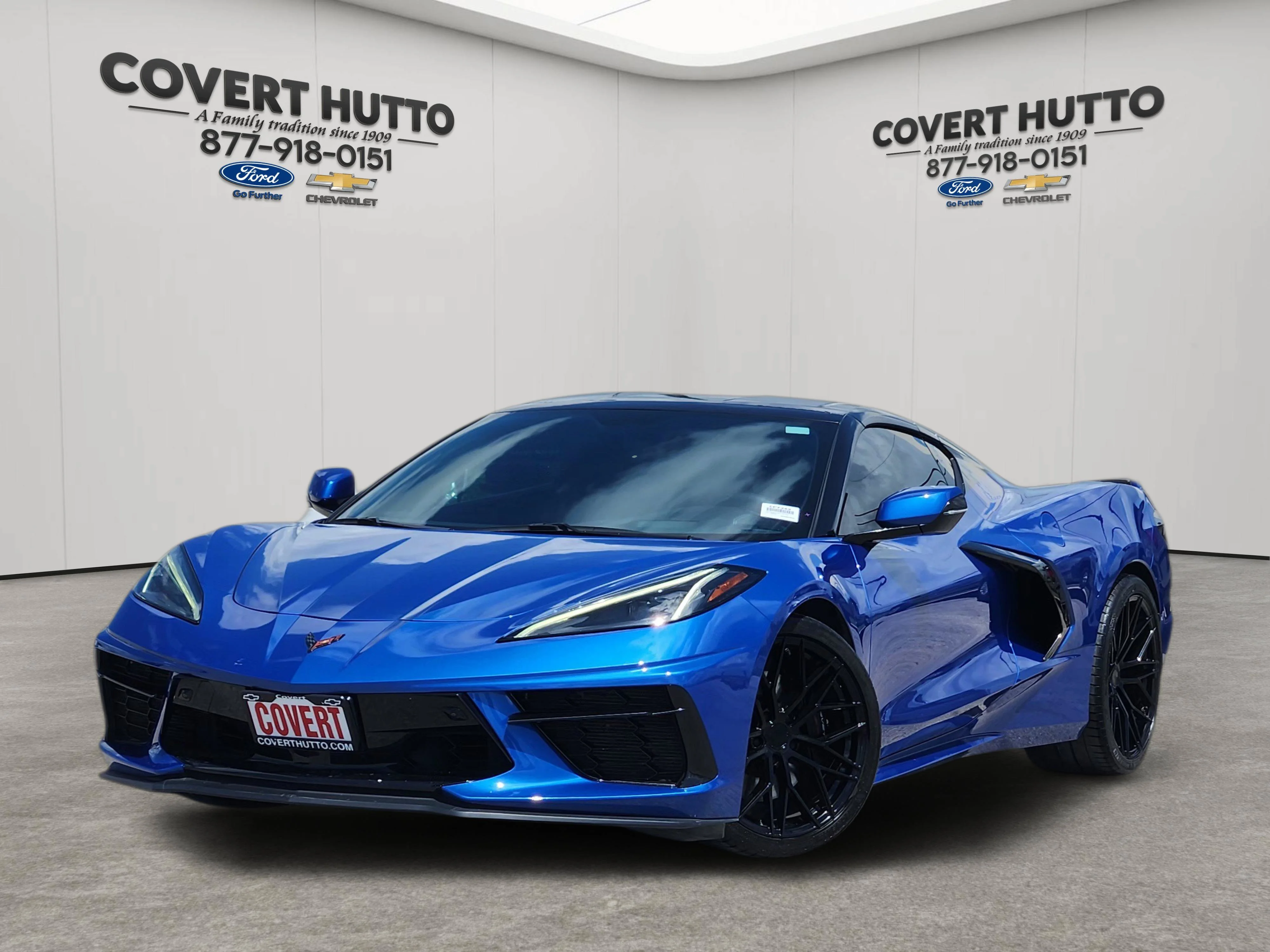 Used 2021 Elkhart Lake Blue Metallic Chevrolet Stingray 2LT image 1