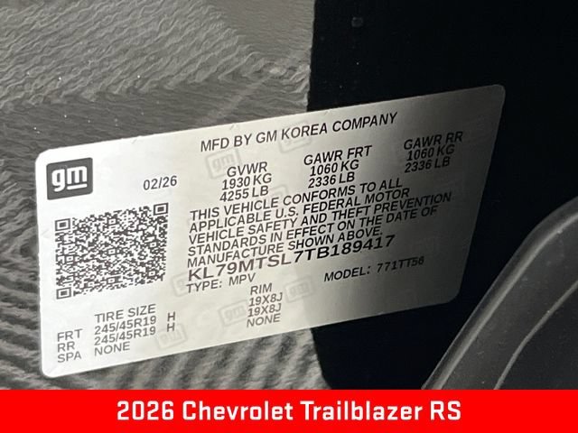 New 2026 Mosaic Black Metallic Chevrolet RS image 26