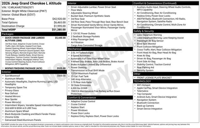 New 2026 Bright White Clear-Coat Exterior Paint Jeep Altitude image 25