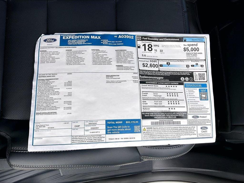 New 2027 Star White Metallic Tri-Coat Ford Platinum image 17