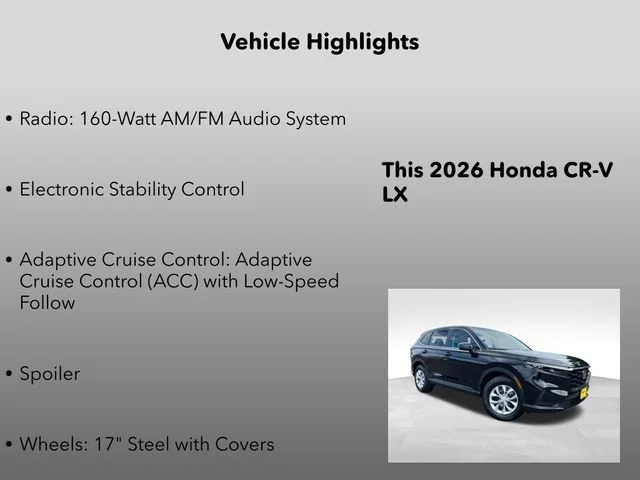 New 2026 Crystal Black Pearl Honda LX image 5