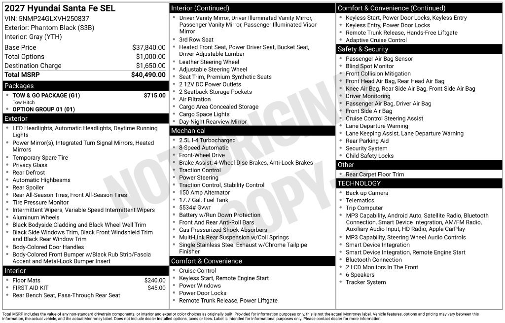 New 2027 Black Hyundai SEL FWD image 16