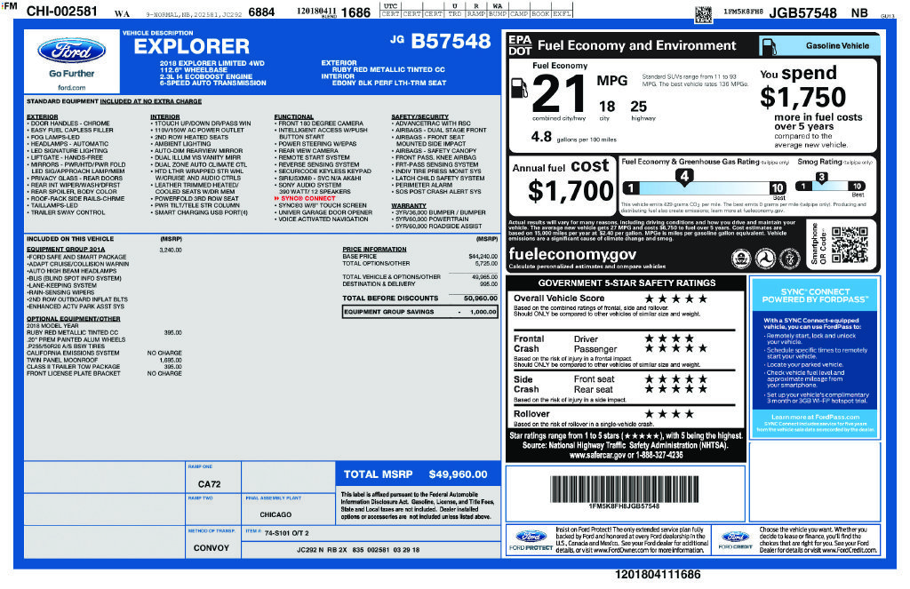 Used 2018 Red Ford Limited image 2