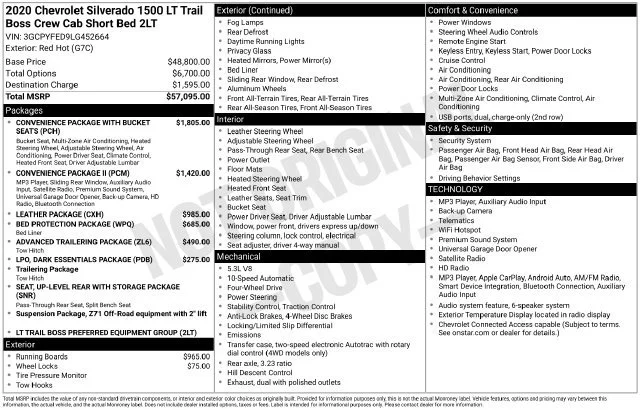 Used 2020 RED HOT Chevrolet LT Trail Boss image 42