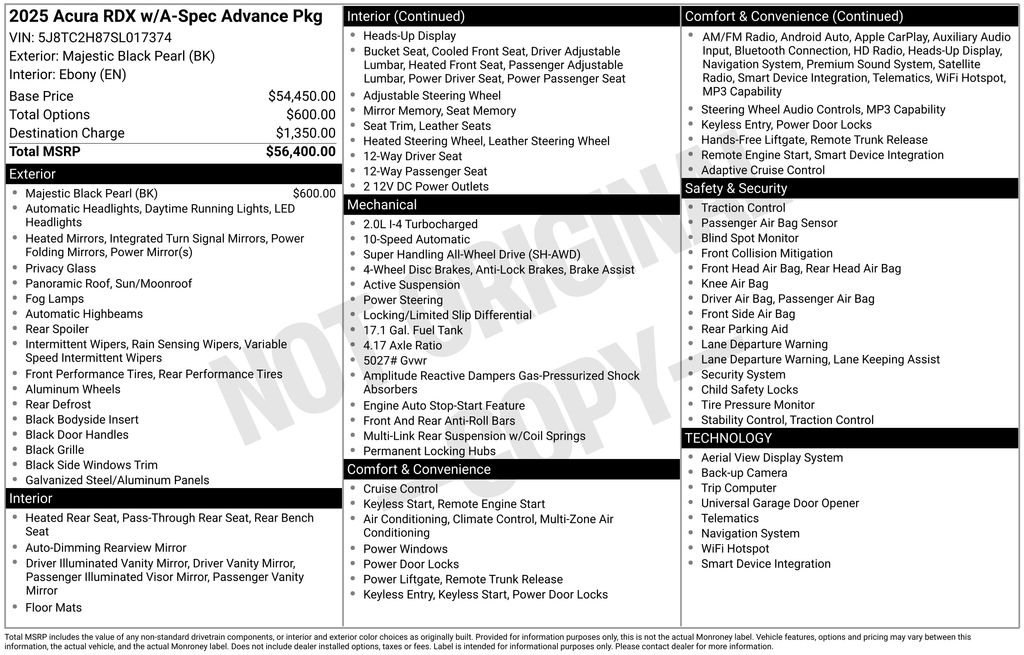 Used 2025 Black Acura A-Spec Advance Package image 5