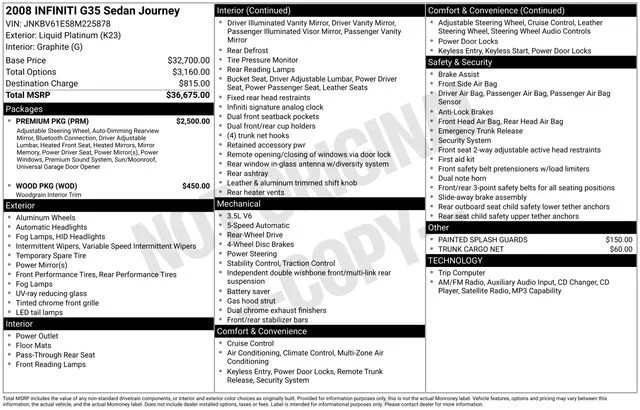 Used 2008 Silver INFINITI Journey image 1