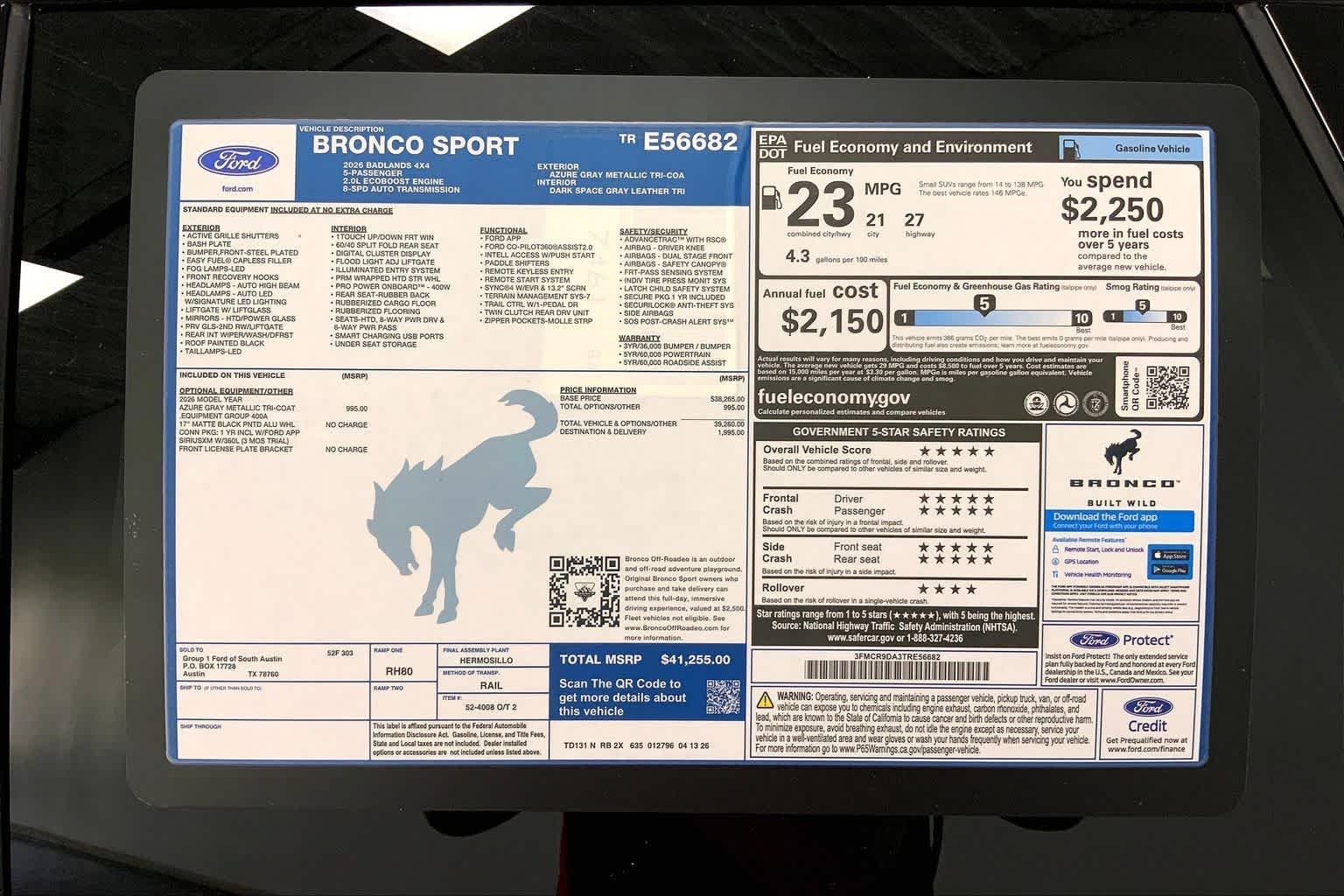 New 2026 Azure Gray Metallic Tri-Coat Ford Badlands® image 21