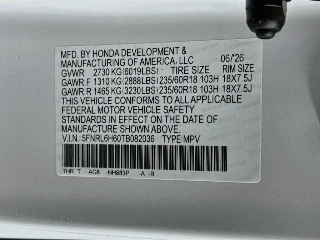 New 2026 Platinum White Pearl Honda EX-L image 30