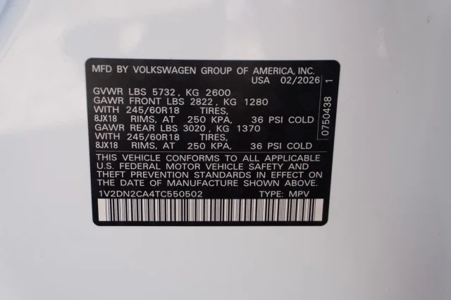 New 2026 Opal White Pearl Volkswagen 2.0T SE image 36