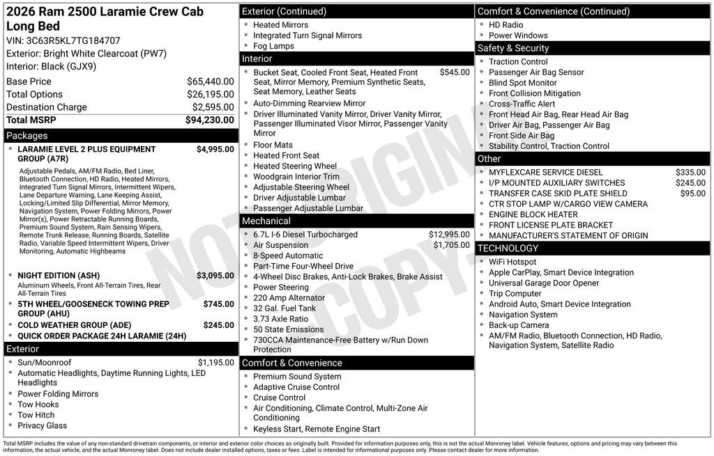 New 2026 Bright White Clear-Coat Exterior Paint RAM LARAMIE image 56