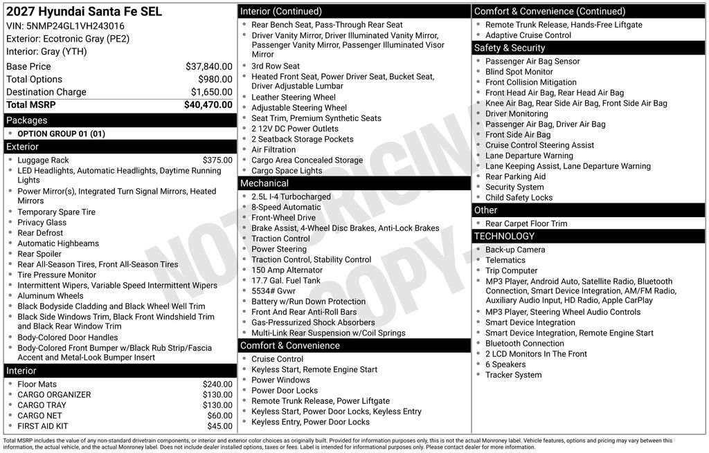 New 2027 Gray Hyundai SEL FWD image 19
