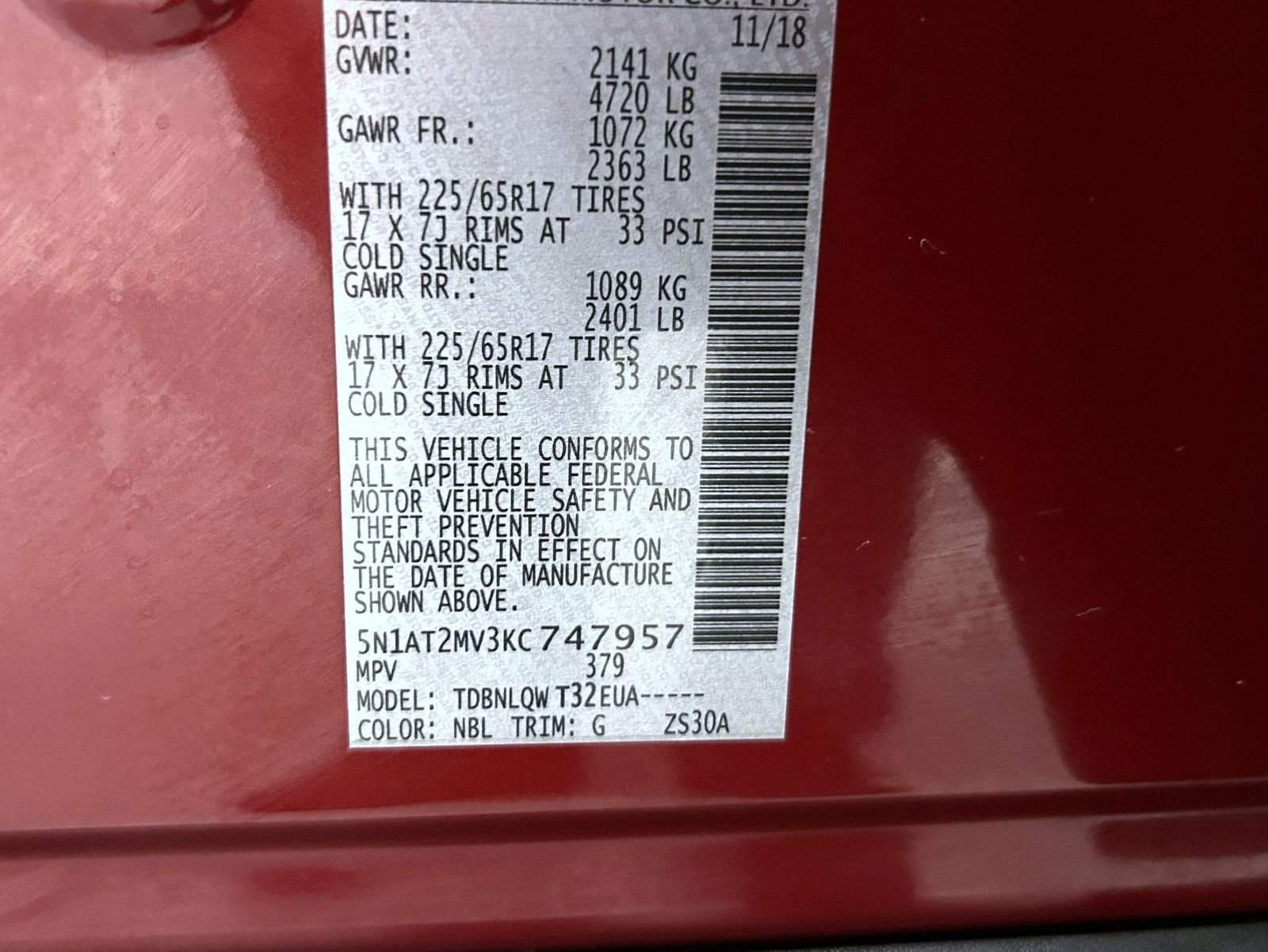 Used 2019 Red Nissan SV image 25