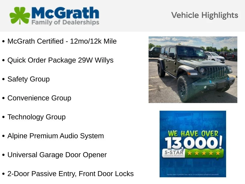 Certified Used 2024 Green Jeep Willys 4xe image 6