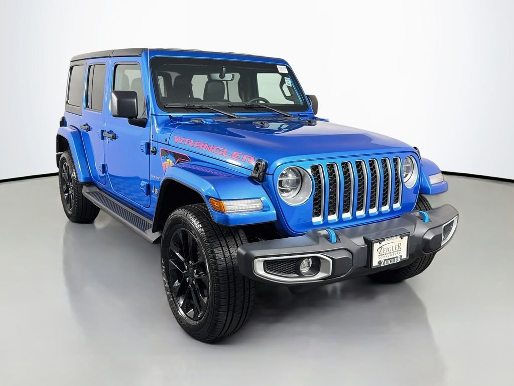 Used 2022 Blue Jeep Unlimited Sahara 4xe image 1