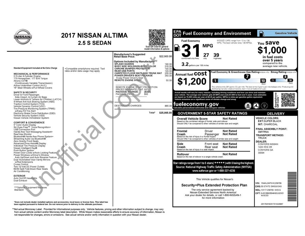 Used 2017 Black Nissan 2.5 S image 6