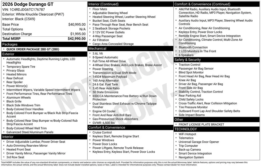 New 2026 White Knuckle Clearcoat Dodge GT image 6