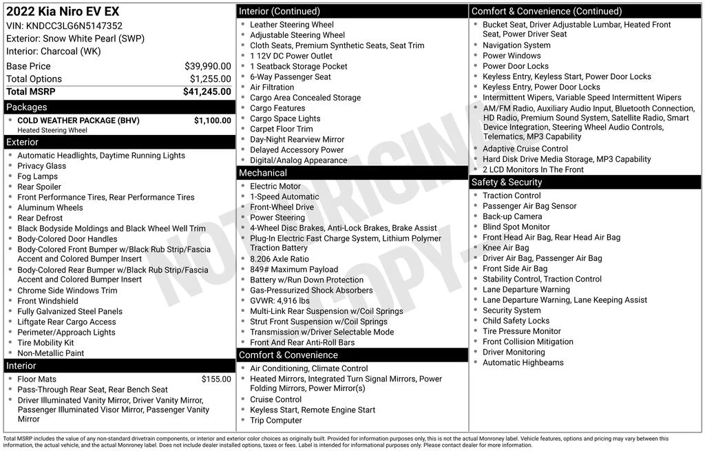 Used 2022 White Kia EX image 17