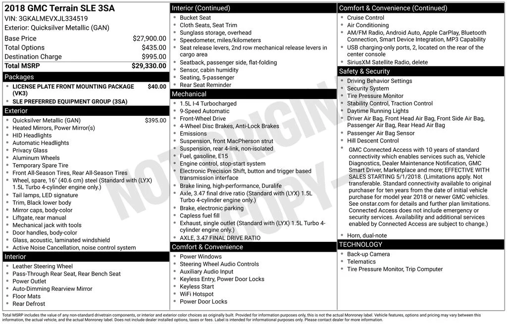 Certified Used 2018 Quicksilver Metallic GMC SLE image 22
