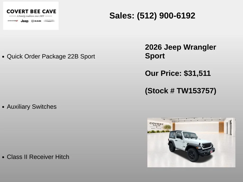 New 2026 Bright White Clear-Coat Exterior Paint Jeep Sport image 7